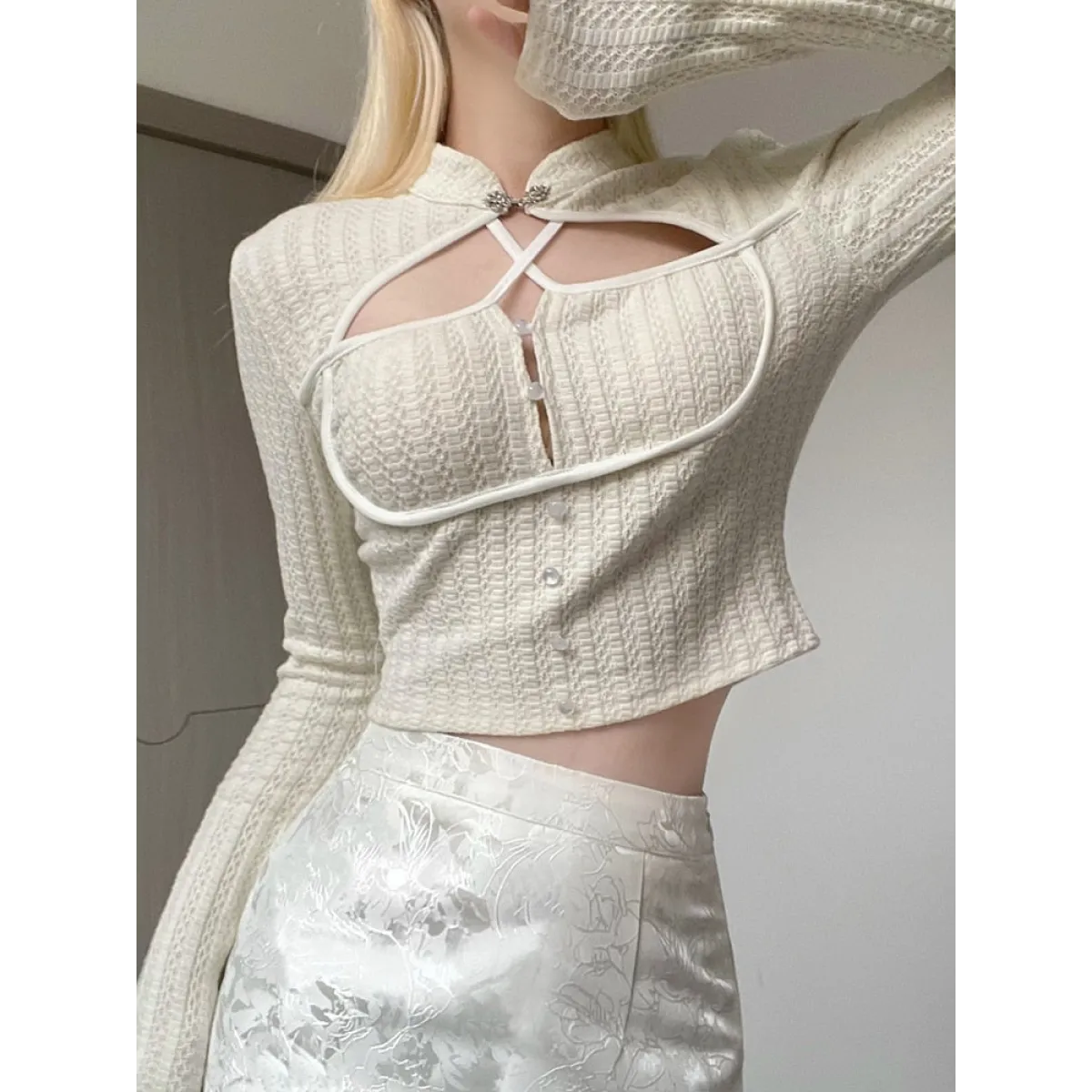 Elegant Button Crop Top