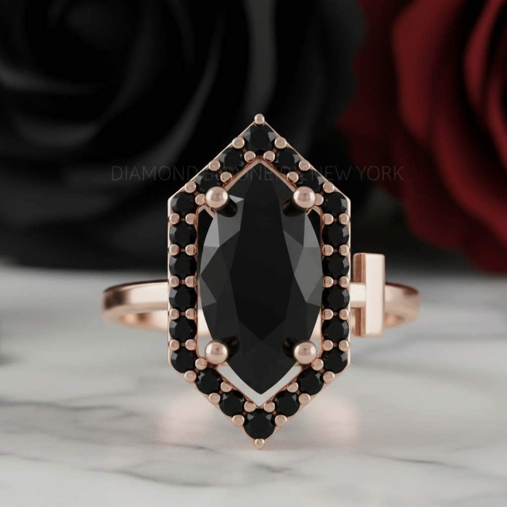 Fate- 1 Carat Black Diamond Option Victorian Gothic Ring