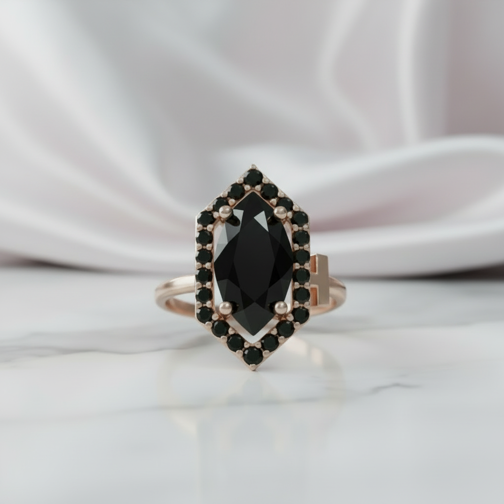 Fate- 1 Carat Black Diamond Option Victorian Gothic Ring