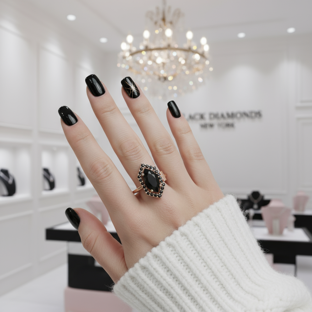 Fate- 1 Carat Black Diamond Option Victorian Gothic Ring