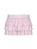 Desserts Coquette Ribbon Pink Ruffled Mini Skort in pink Kawaii Y2K ruffled skort