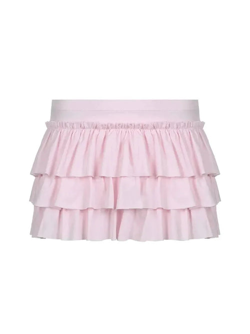 Desserts Coquette Ribbon Pink Ruffled Mini Skort in pink Kawaii Y2K ruffled skort