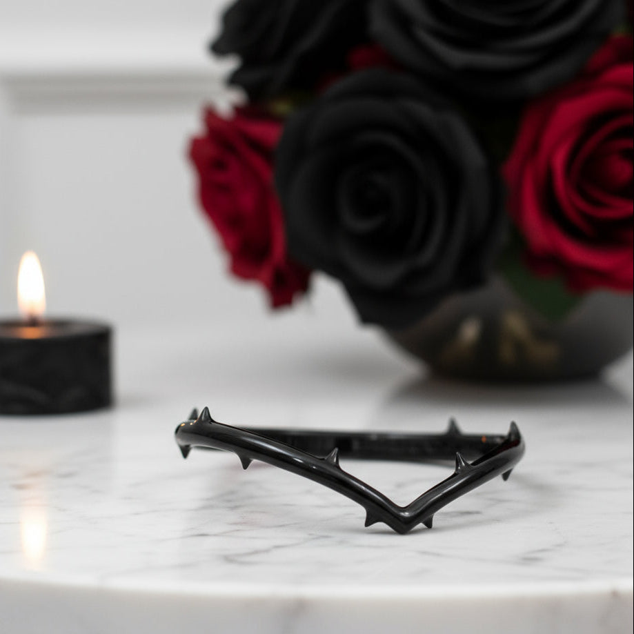 Black Rose- .50ct Round Cut Diamond Option Modern Goth Engagement Rings