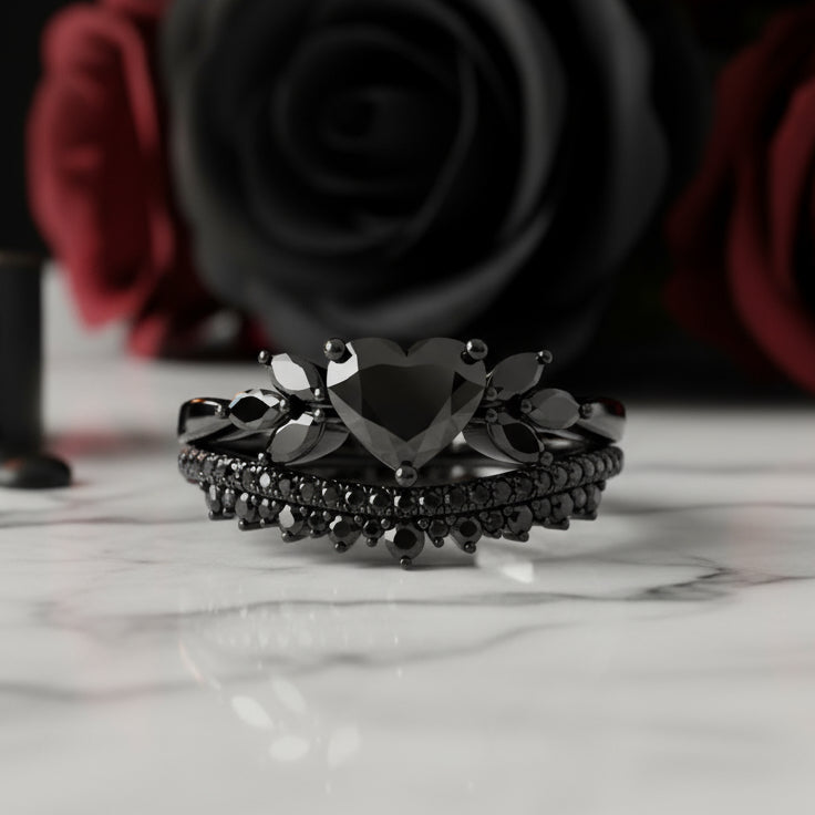 Forever In My Heart- 1.25ct Heart Cut Diamond Option Gothic Promise Ring