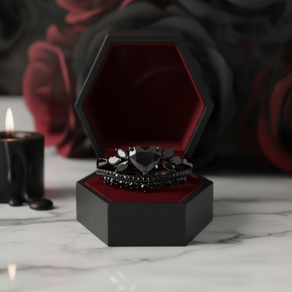 Forever In My Heart- 1.25ct Heart Cut Diamond Option Gothic Promise Ring
