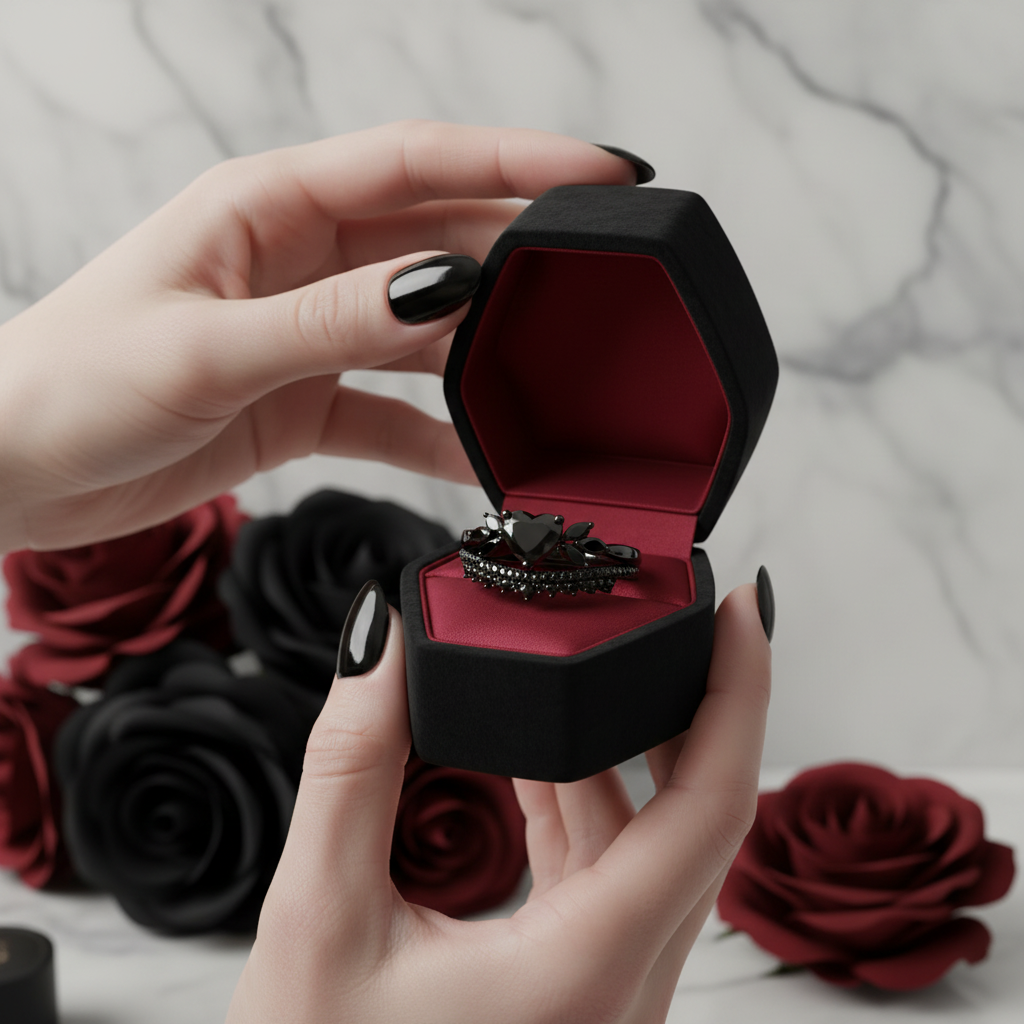 Forever In My Heart- 1.25ct Heart Cut Diamond Option Gothic Promise Ring
