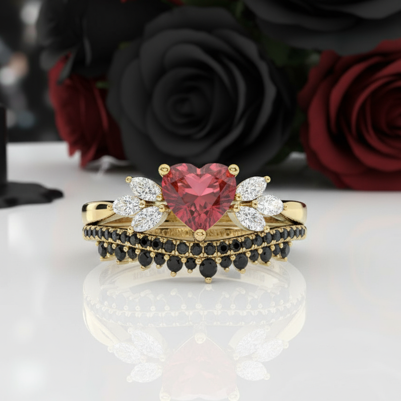 Forever In My Heart- 1.25ct Heart Cut Diamond Option Gothic Promise Ring