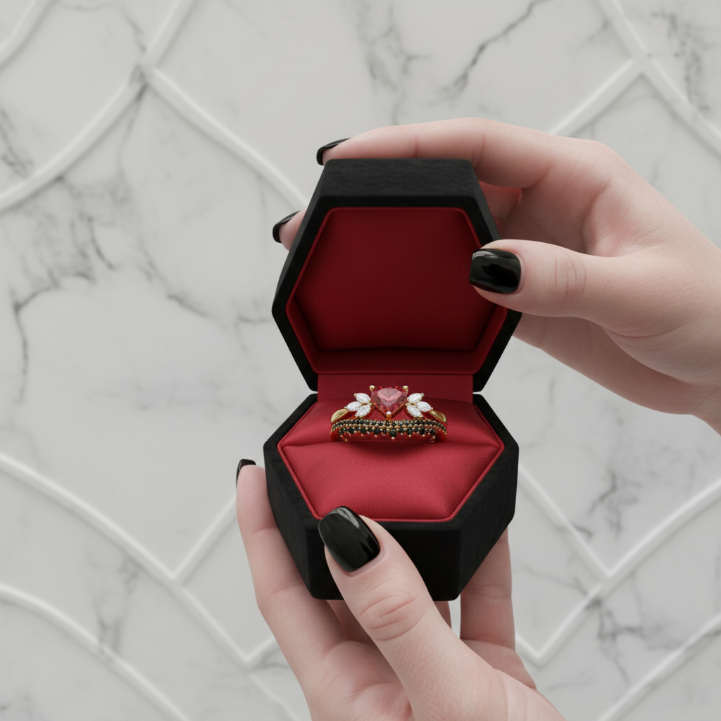 Forever In My Heart- 1.25ct Heart Cut Diamond Option Gothic Promise Ring
