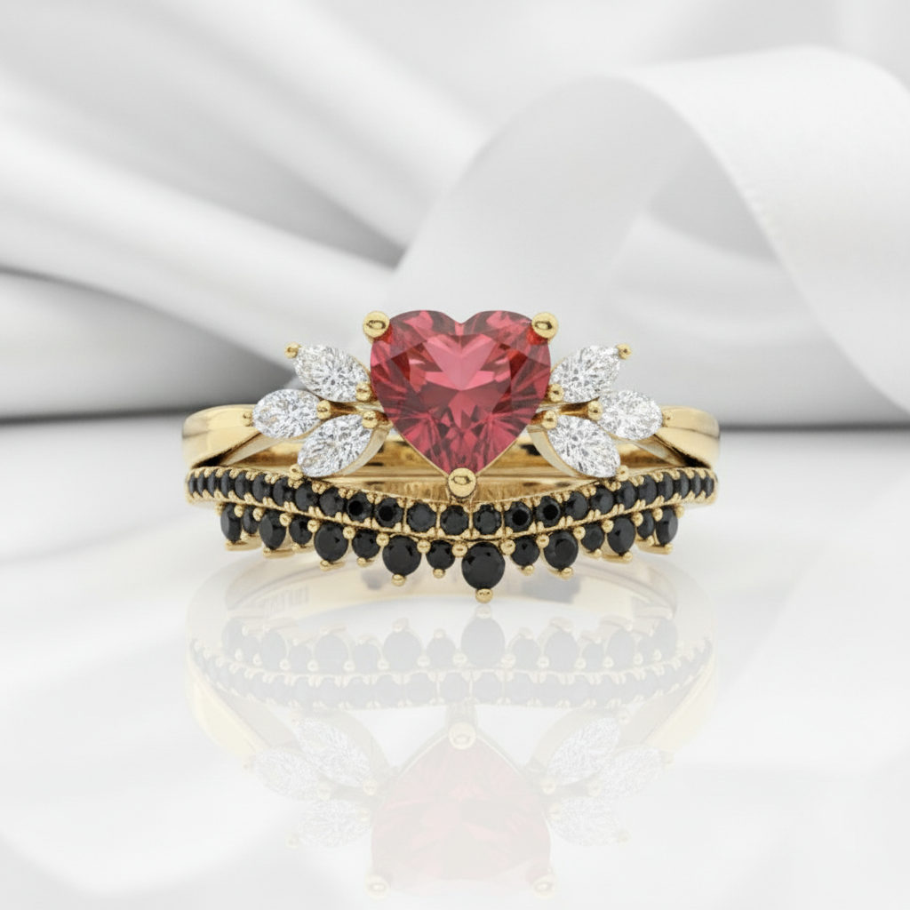 Forever In My Heart- 1.25ct Heart Cut Diamond Option Gothic Promise Ring
