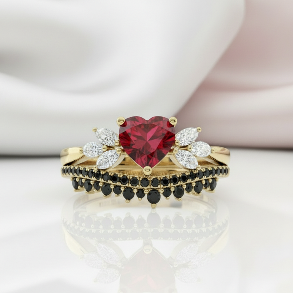 Forever In My Heart- 1.25ct Heart Cut Diamond Option Gothic Promise Ring