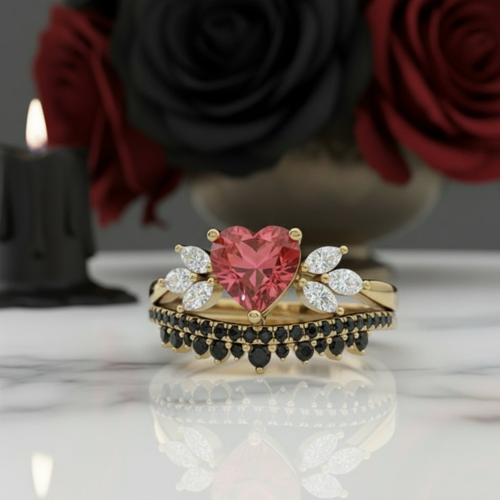 Forever In My Heart- 1.25ct Heart Cut Diamond Option Gothic Promise Ring