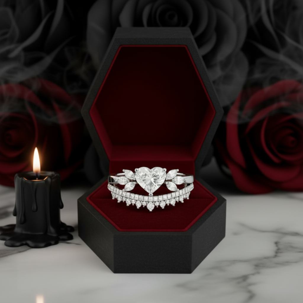 Forever In My Heart- 1.25ct Heart Cut Diamond Option Gothic Promise Ring