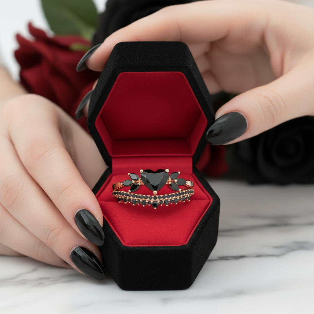 Forever In My Heart- 1.25ct Heart Cut Diamond Option Gothic Promise Ring