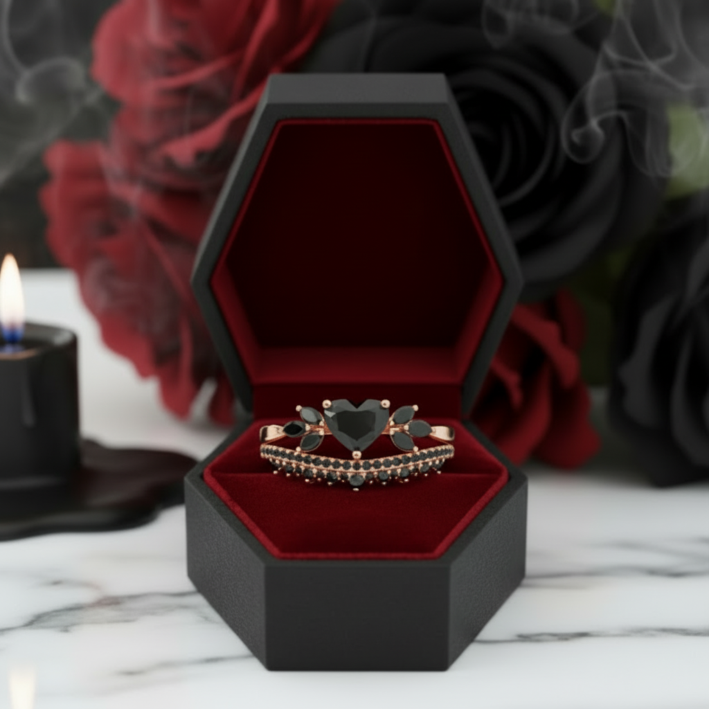 Forever In My Heart- 1.25ct Heart Cut Diamond Option Gothic Promise Ring