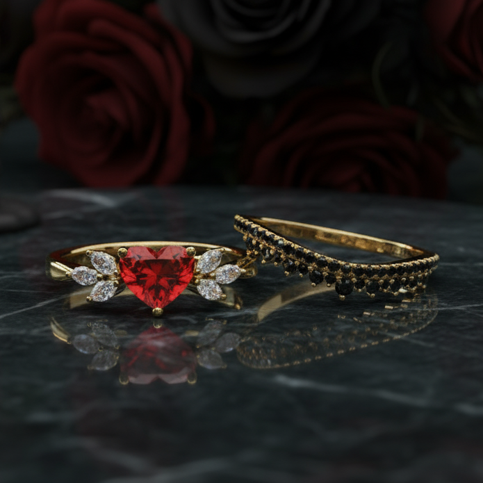 Forever In My Heart- 1.25ct Heart Cut Diamond Option Gothic Promise Ring