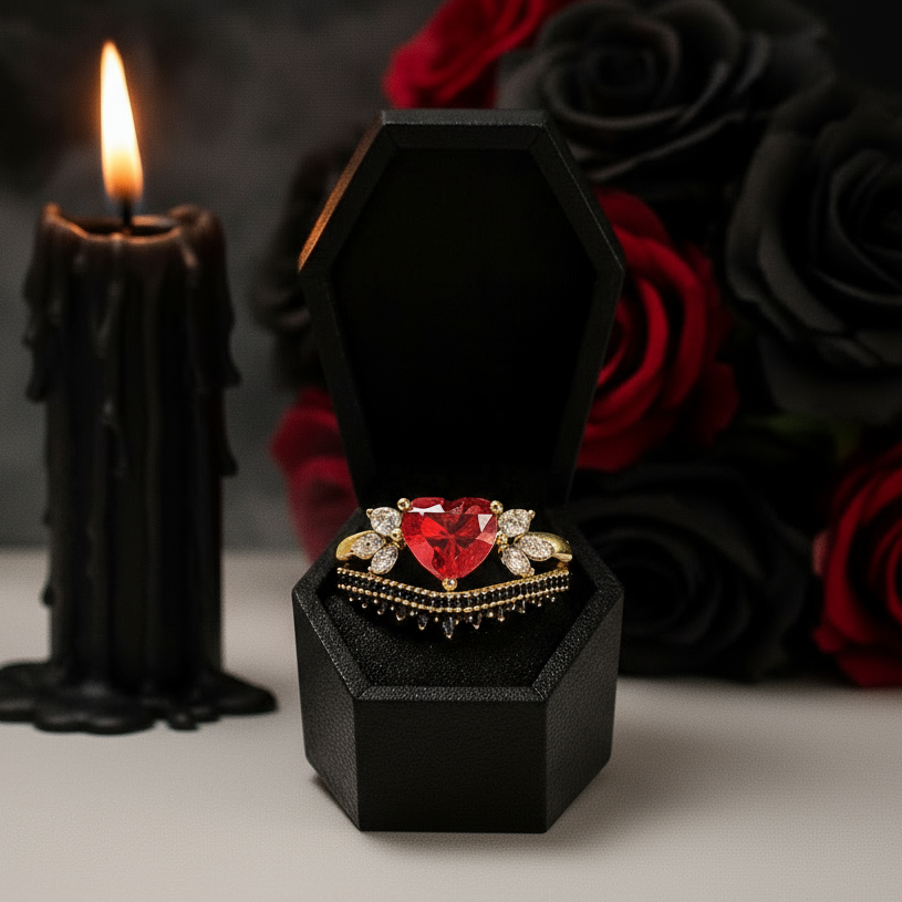 Forever In My Heart- 1.25ct Heart Cut Diamond Option Gothic Promise Ring
