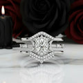 Full Moon- Radiant Celestial Moon Round Created Diamond Option Gothic Engagement Ring