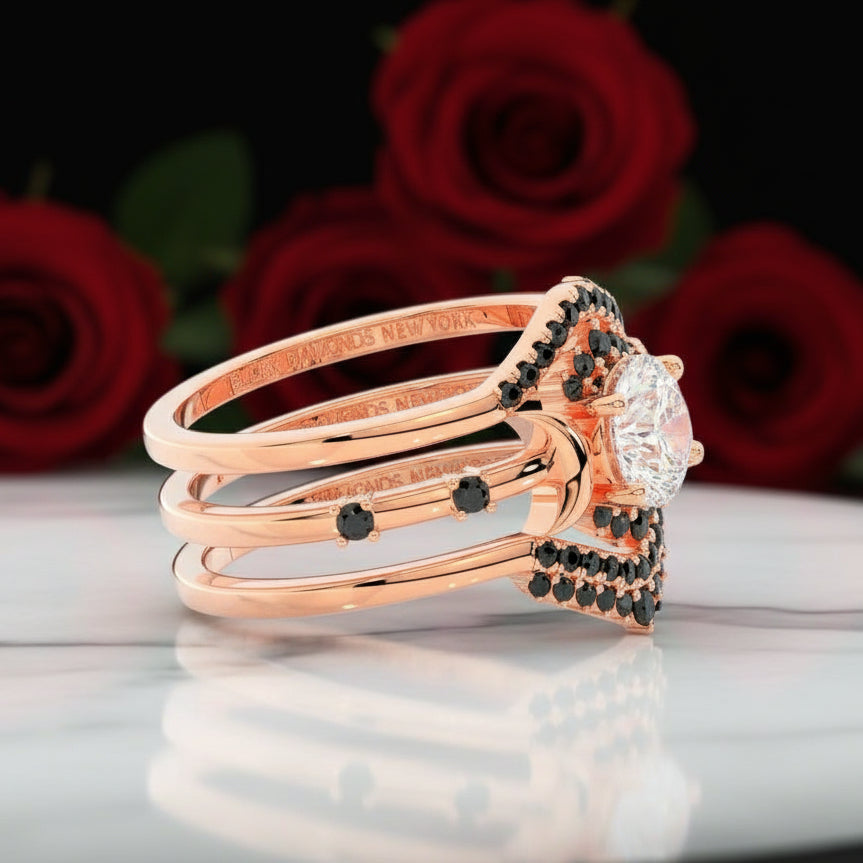 Full Moon- Radiant Celestial Moon Round Created Diamond Option Gothic Engagement Ring