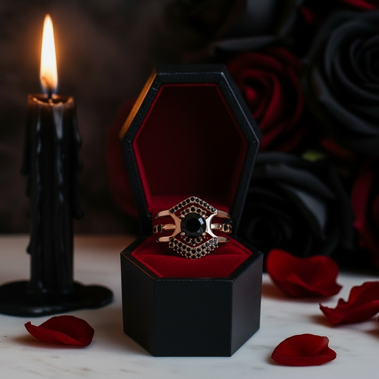 Full Moon- Radiant Celestial Moon Round Created Diamond Option Gothic Engagement Ring