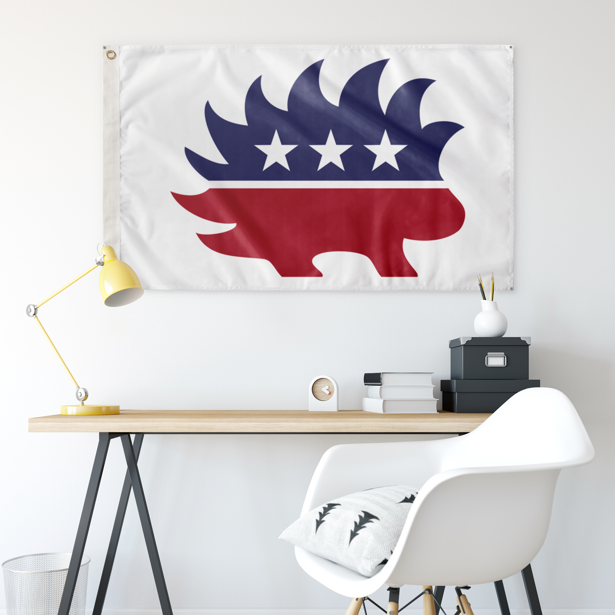 Red White and Blue Porcupine Single-Sided Flag