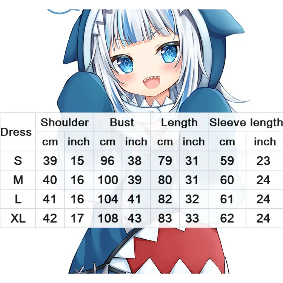 Hololive Gawr Gura Shark Cosplay - Complete Set with Tail