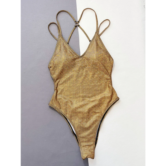 Glitter Sequin One-Piece Swimsuit – Crisscross Back Swimwear