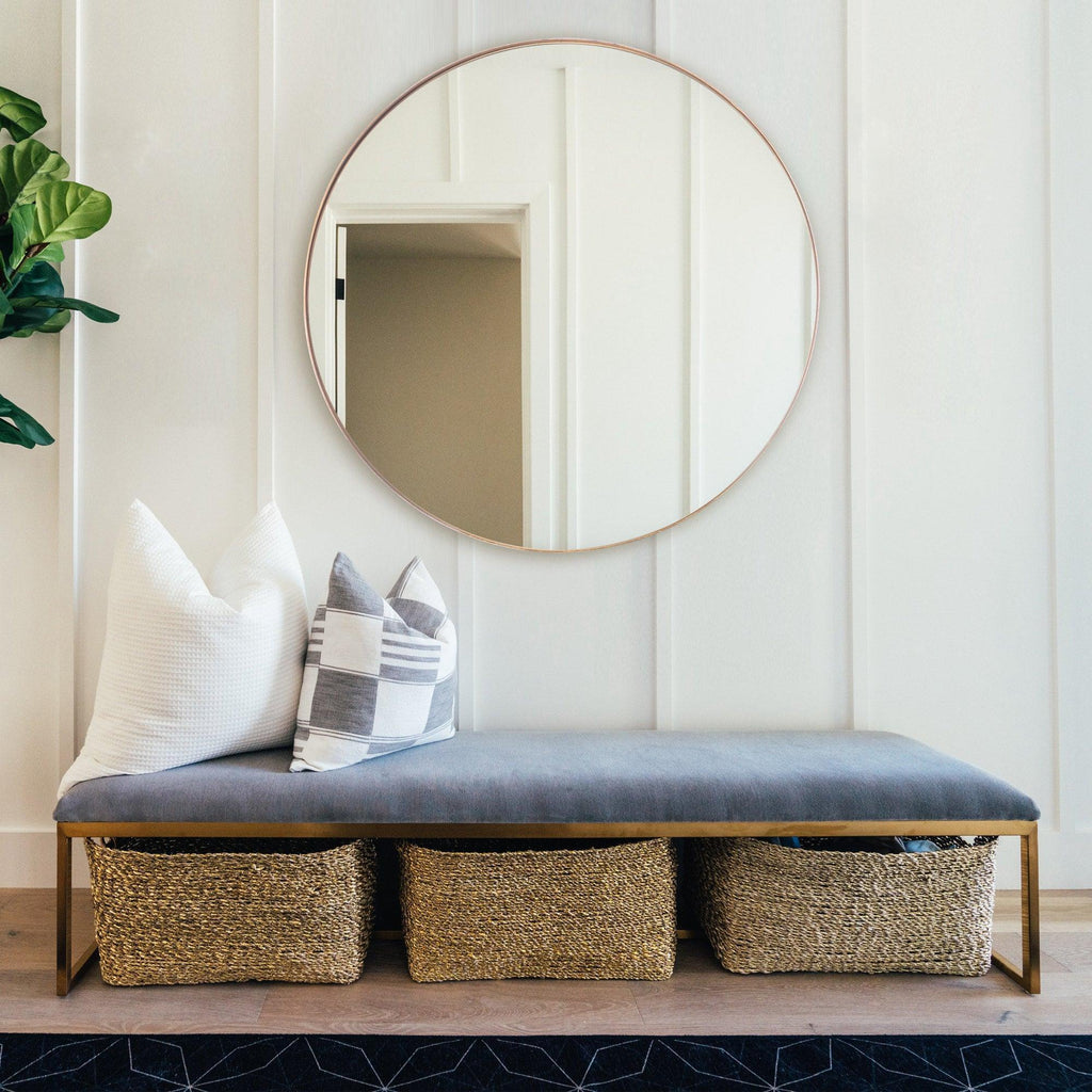 Golden Modern Round Framed Wall Mirror