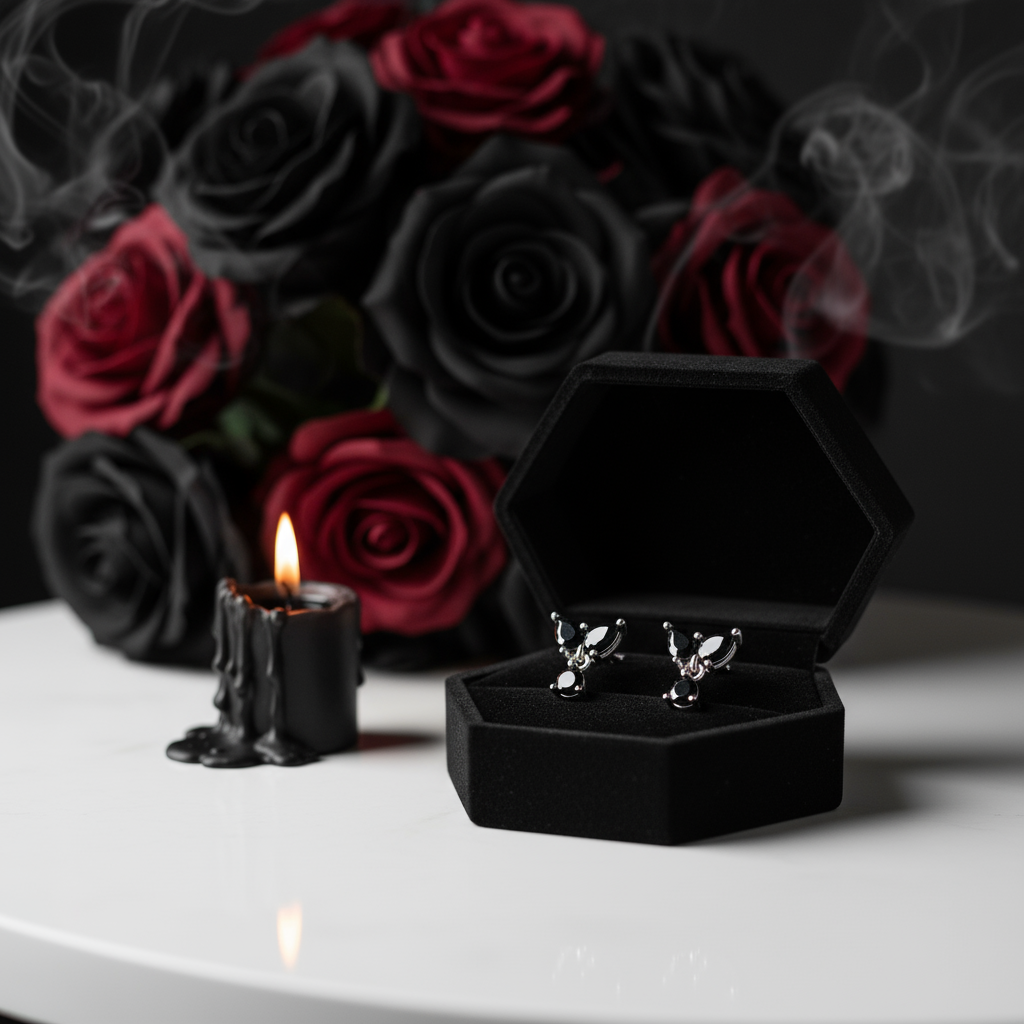 Gothic Black Diamond Option Earrings