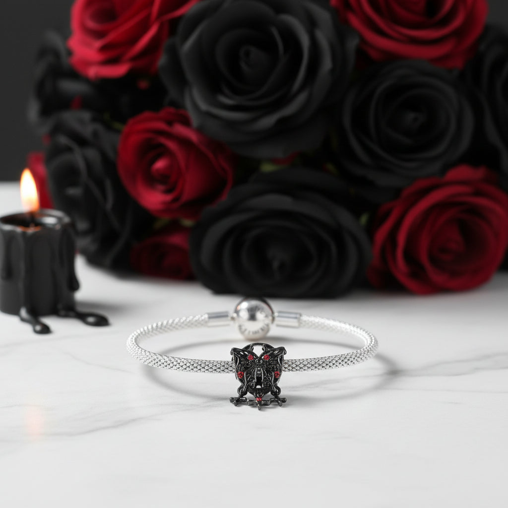 Gothic Black Moon Rose & Butterfly Charm Series