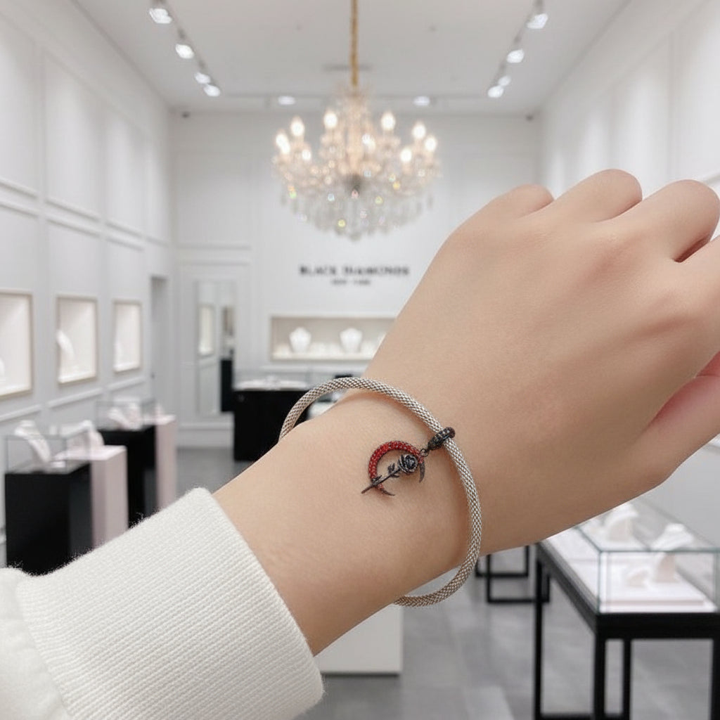 Gothic Black Moon Rose & Butterfly Charm Series