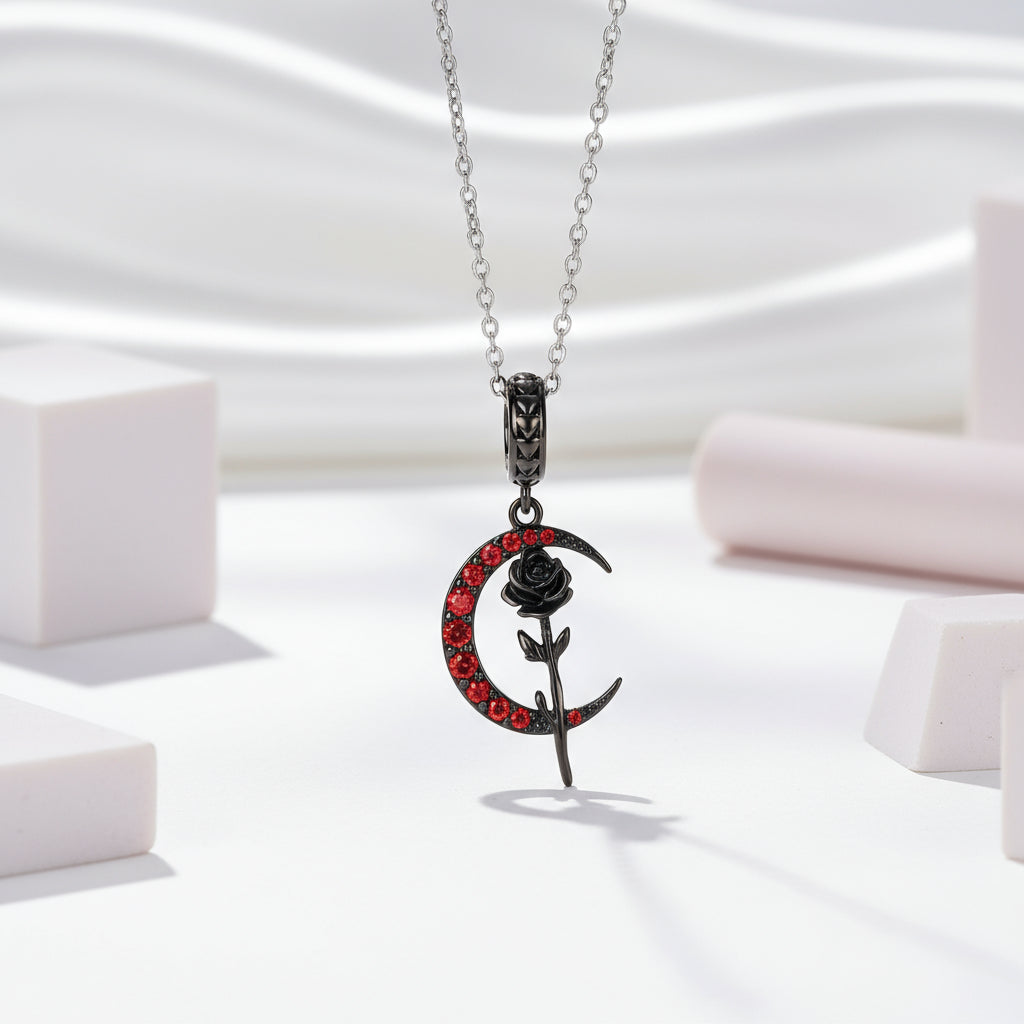 Gothic Black Moon Rose & Butterfly Charm Series