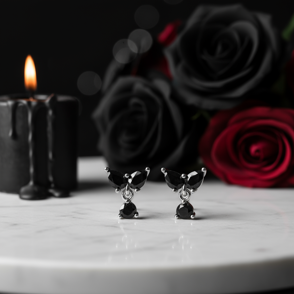 Gothic Black Diamond Option Earrings