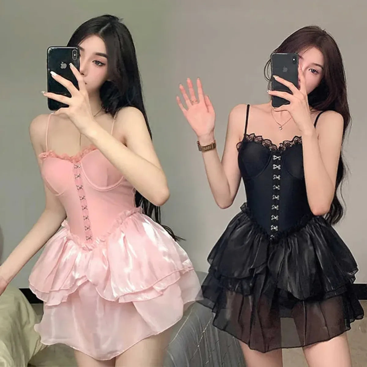 Lace One Piece Swimsuit – Gothic Corset Mini Dress Style