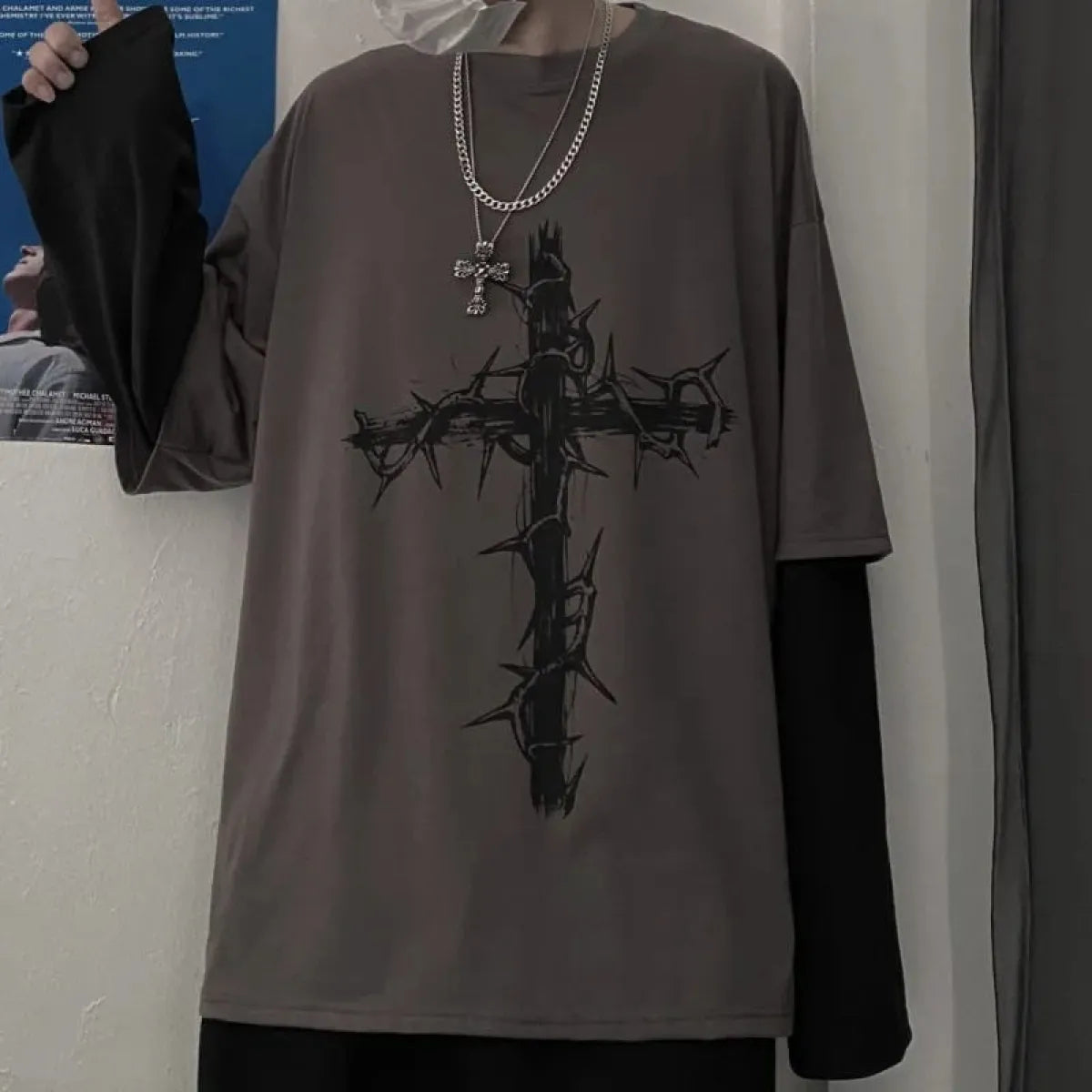 Gothic Cross Oversized T-shirt