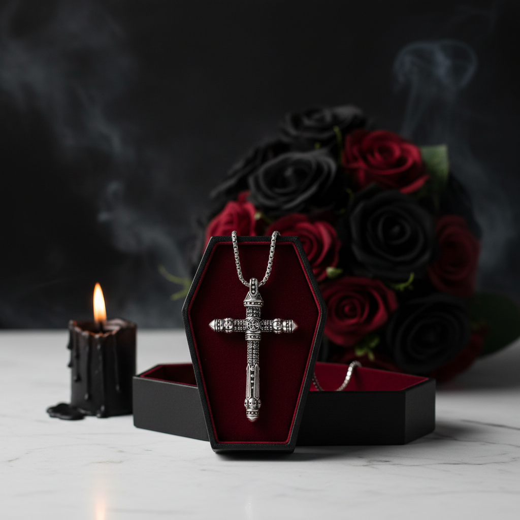 Gothic Cross Pave Diamond Option Sword Necklace