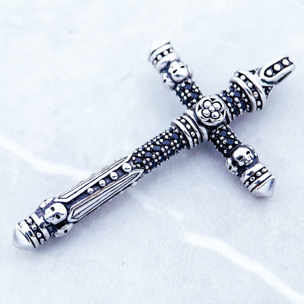 Gothic Cross with Diamond Option Sword Pendant