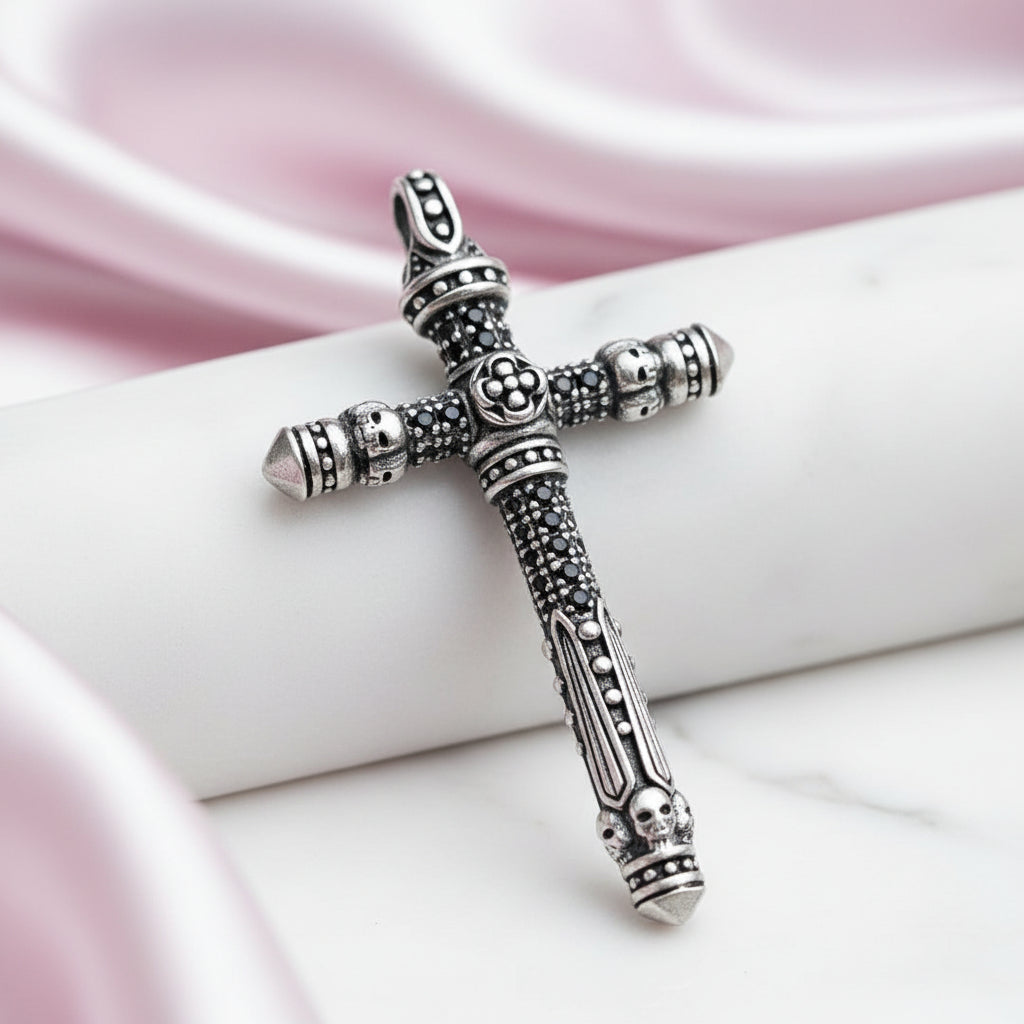 Gothic Cross with Diamond Option Sword Pendant