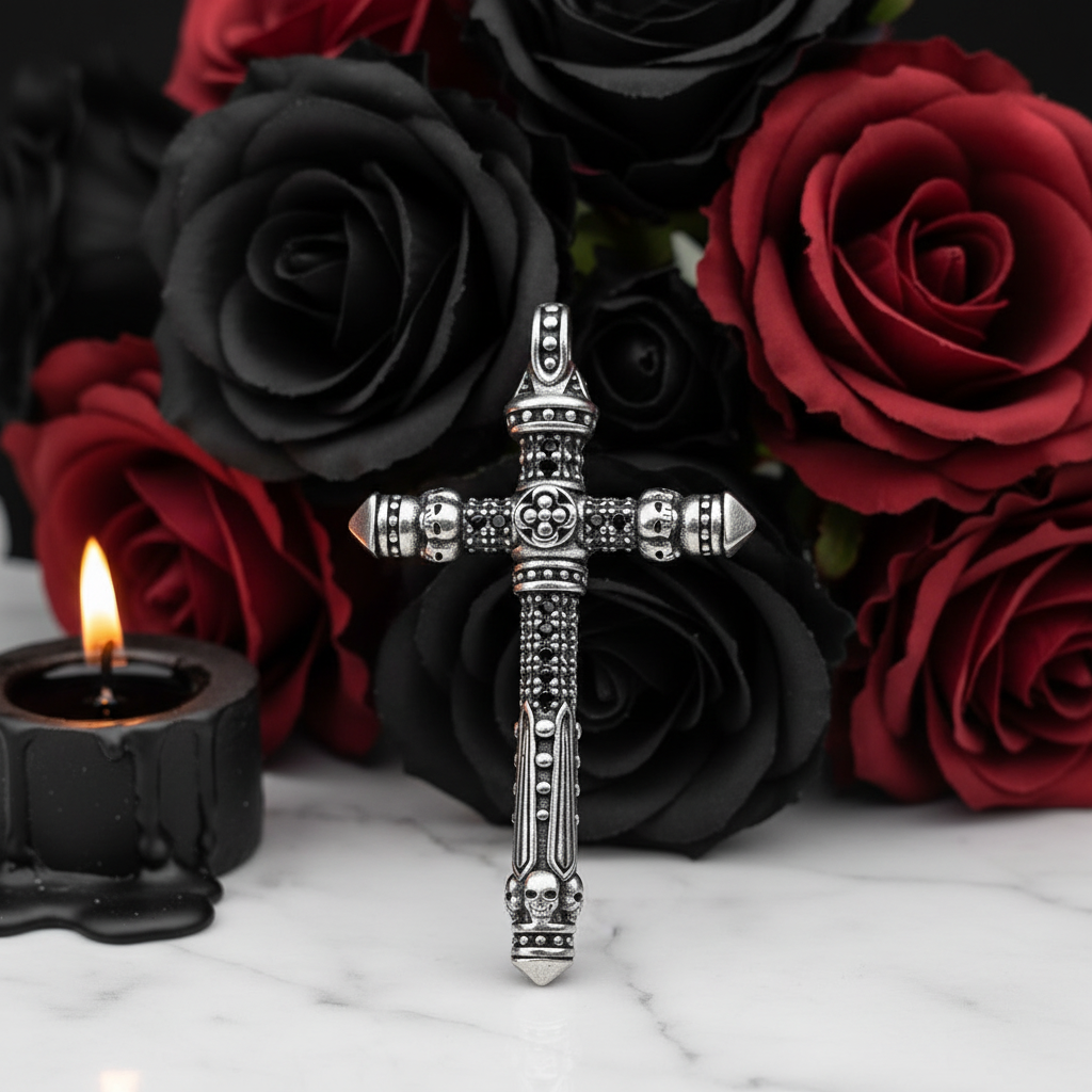 Gothic Cross with Diamond Option Sword Pendant
