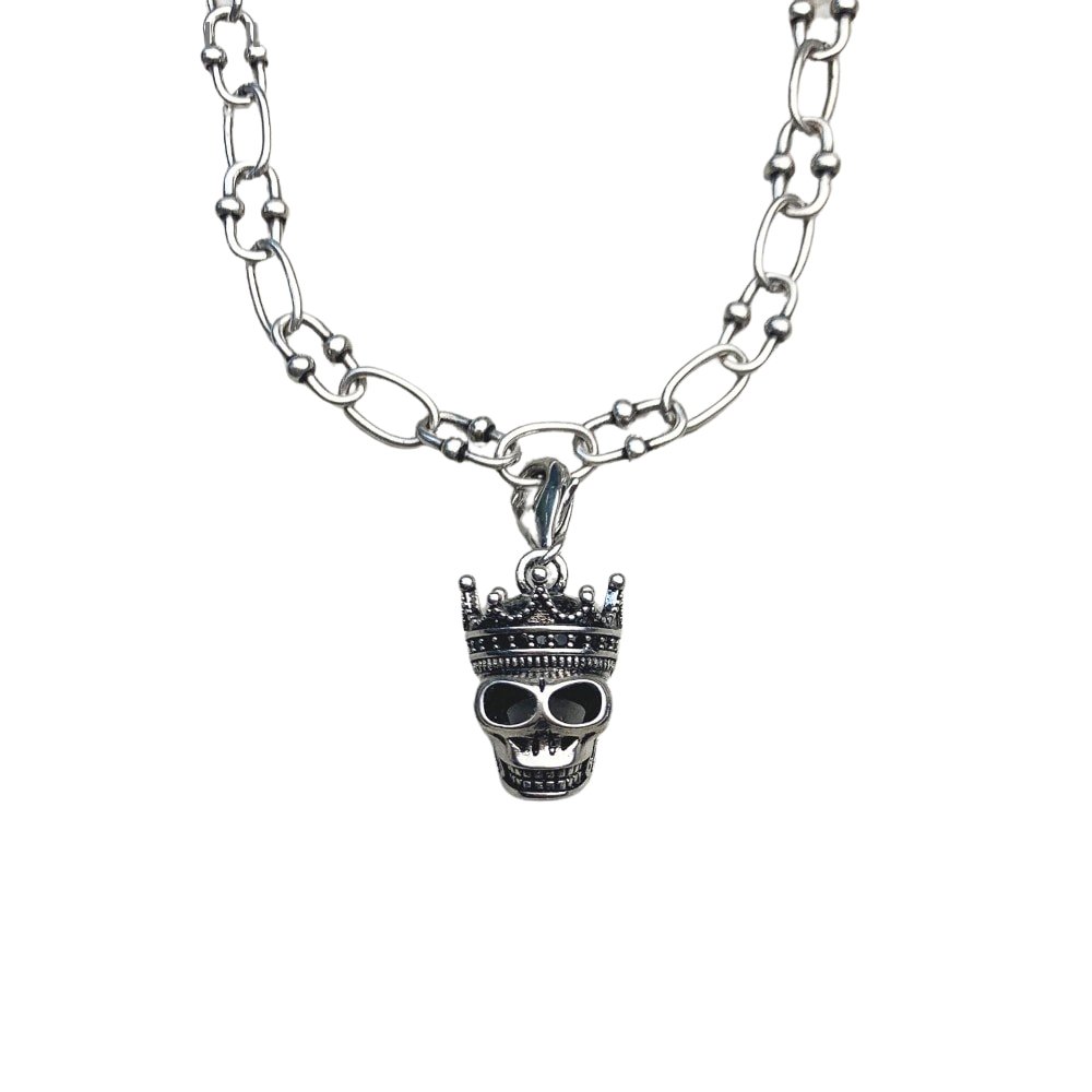 Gothic Crowned Skull King Charm Necklace