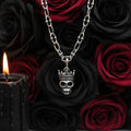 Gothic Crowned Skull King Charm Necklace