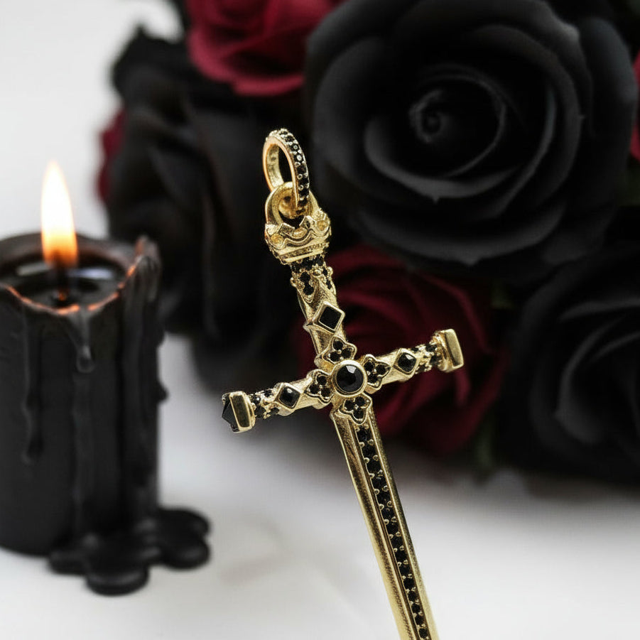 Gothic European Option Sword & Knight Skull with Crown Pendants