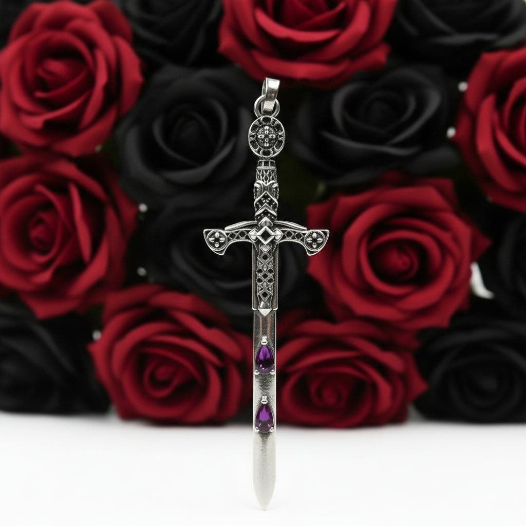 Gothic European Option Sword & Knight Skull with Crown Pendants