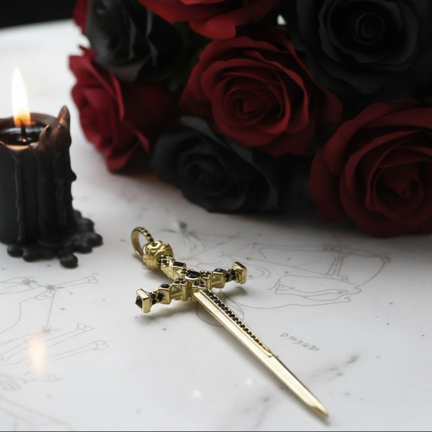 Gothic European Option Sword & Knight Skull with Crown Pendants