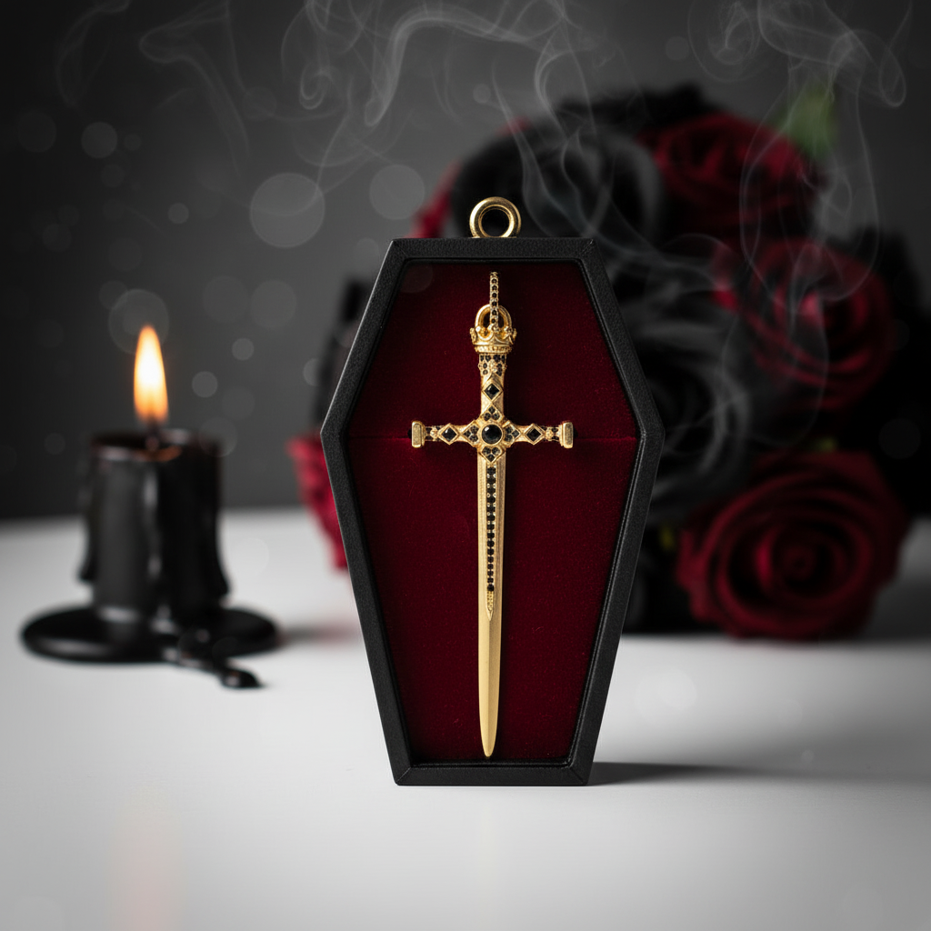 Gothic European Option Sword & Knight Skull with Crown Pendants