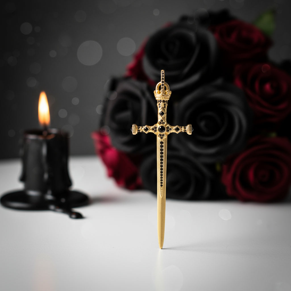 Gothic European Option Sword & Knight Skull with Crown Pendants