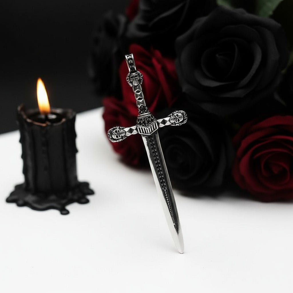 Gothic European Option Sword & Knight Skull with Crown Pendants
