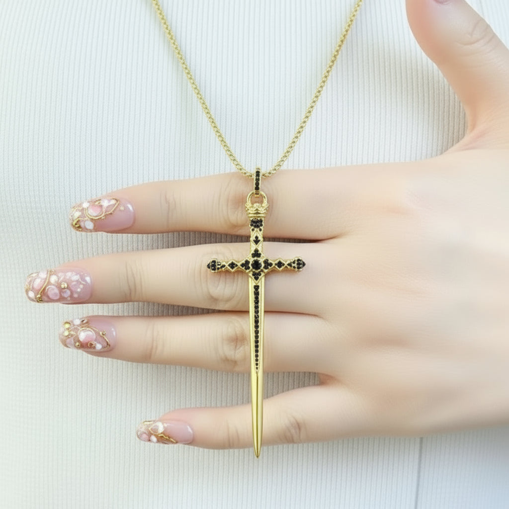 Gothic European Option Sword & Knight Skull with Crown Pendants