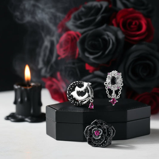 Gothic Flower Moon Bat & Vintage Option Hanging Beads