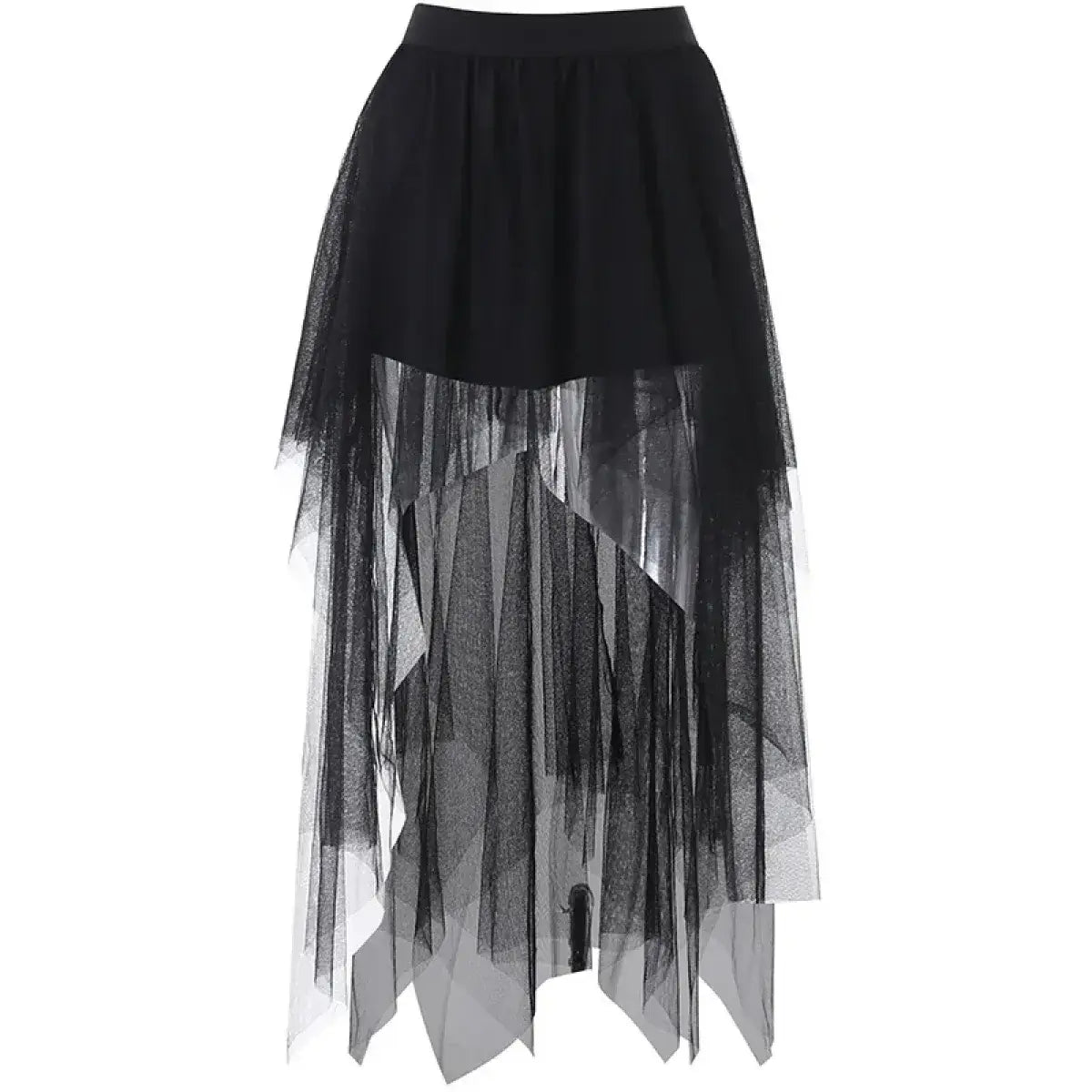 Gothic Harajuku Irregular Tulle Skirt – Y2K High Waist Layered Skirt
