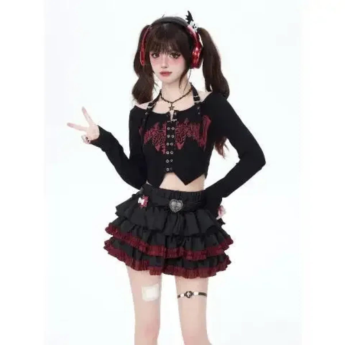 Ruffle Mini Skirt – Gothic Harajuku Y2K Emo Aesthetic